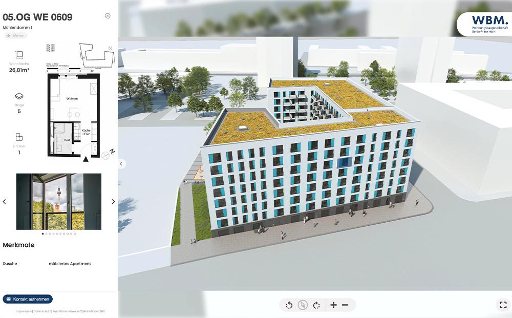 Wohnfinder-360 – WBM Berlin Neubauprojekt
