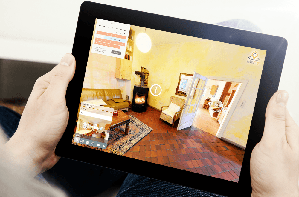 fewo360 – Virtuelle Tour einer Ferienwohnung auf dem Tablet