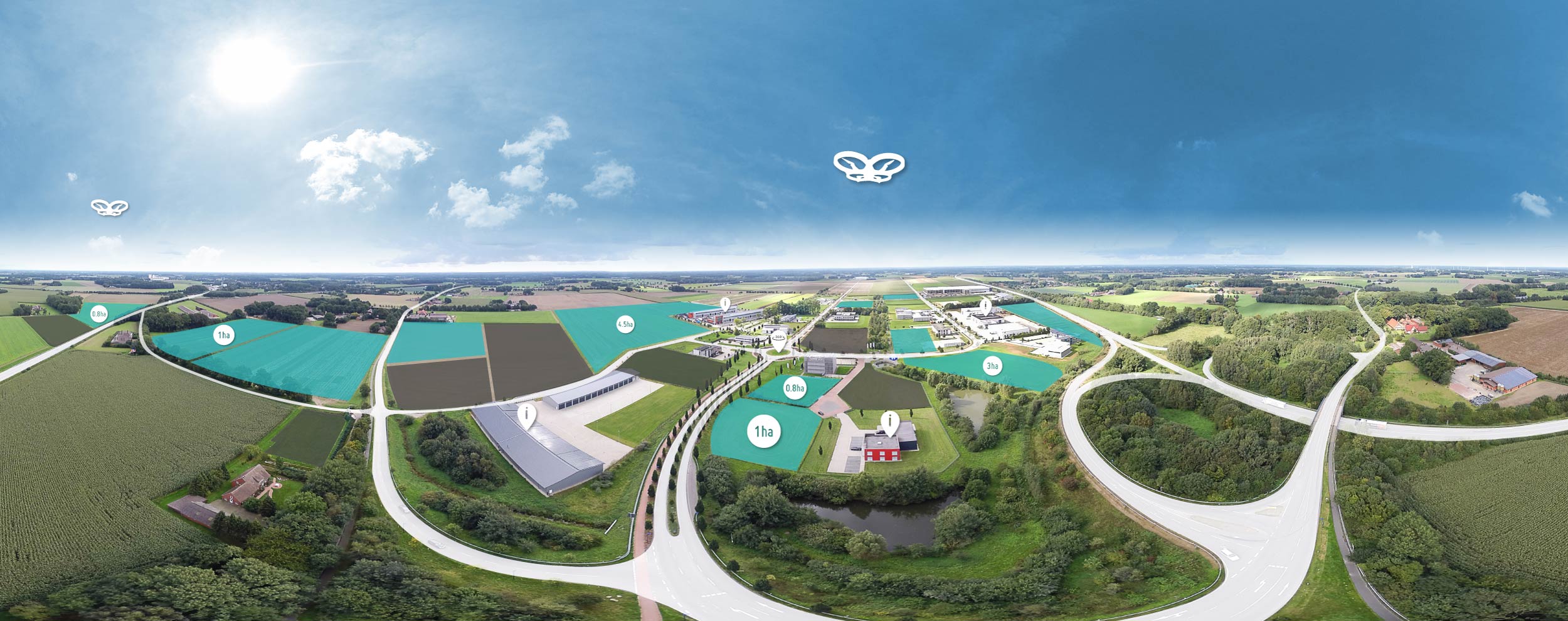 GIS-Tours – 360 Grad Standortvermarktung Ecopark aus der Vogelperspektive